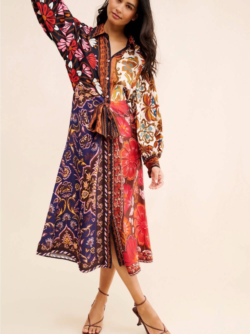 FARM Rio Miranda Mix Chemise Midi dress. - Picture 3 of 8